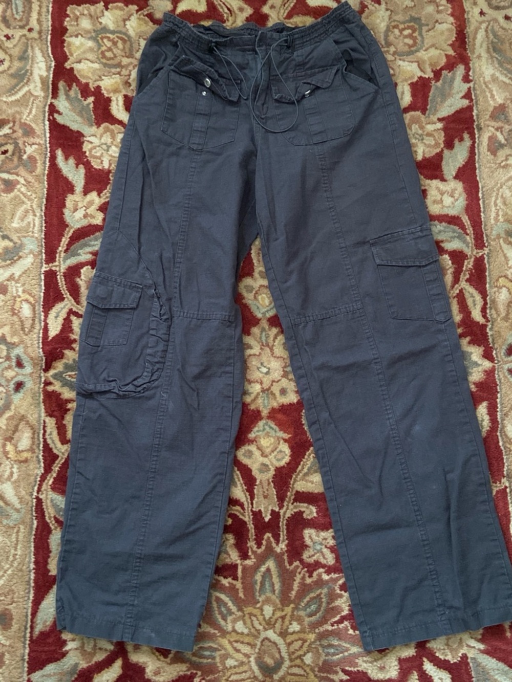 Edikted Dark Gray Cargo Pants with Drawstring Waist